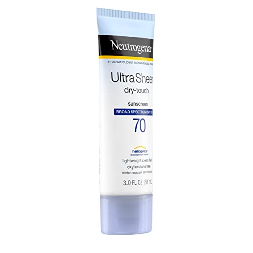 Neutrogena Ultra Sheer Dry-Touch Sunscreen Lotion, Broad Spectrum SPF 70 UVA/UVB Protection, Lightweight Water Resistant, Non-Comedogenic & Non-Greasy, Travel Size, 3 fl. oz
