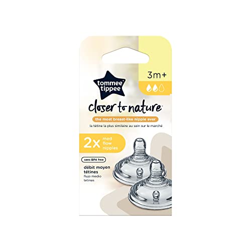 Tommee Tippee Closer to Nature Extra Slow Flow Baby Bottle Nipples, 0m+ – 2pk