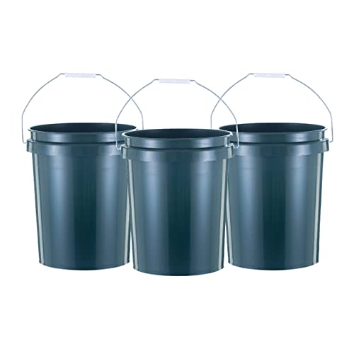 ECOSolution 5 Gallon Bucket, Pack of 3, Heavy Duty Plastic, Comfortable Handle, Perfect for on The Job, Home Improvement, or Household Cleaning Made from 90% Recycled Materials.100% Recyclable