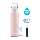 Brita Insulated Filtered Water Bottle with Straw, Reusable, Stainless Steel Metal, Rose, 20 Ounce