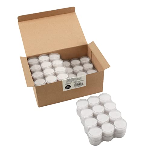 Stonebriar 48 Pack Unscented 6 to 7 Hour Extended Burn Time Clear Cup Tea Light Candles, White, 48 Count