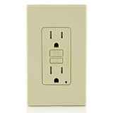 Leviton GFTR1-T Self-Test SmartlockPro Slim GFCI Tamper-Resistant Receptacle with LED Indicator, Wallplate Included, 15-Amp, Light Almond