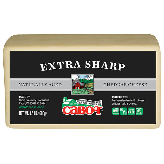 Cabot Creamery Extra Sharp Naturally Aged Cheddar Cheese, 1.5 lbs.