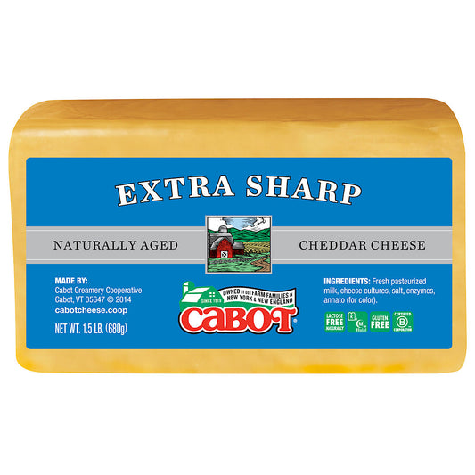 Cabot Naturally Aged Extra Sharp Cheddar Cheese, 1.5 lbs.