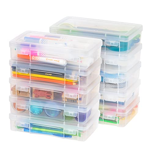 IRIS USA 10Pack Large Plastic Hobby Art Craft Supply Organizer Storage Containers with Latching Lid