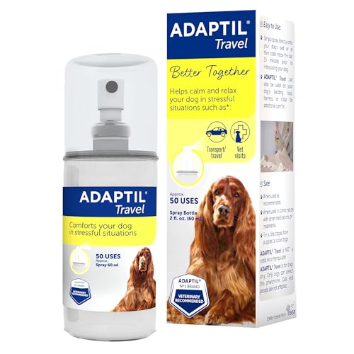 ADAPTIL Spray 60 mL – Calms & Comforts Dogs During Travel, Veterinary Visits and Stressful Events - The Original D.A.P. Dog Appeasing Pheromone Spray, 60ml - Packaging May Vary