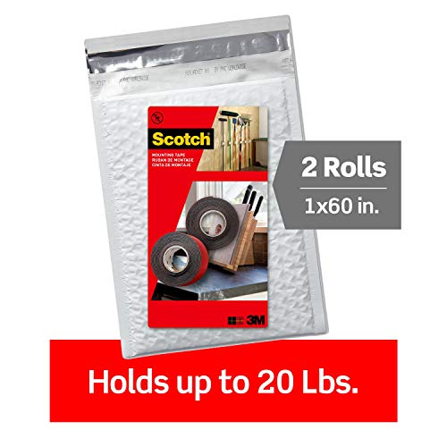 Scotch Double Sided Tape Heavy Duty, Black Extreme Mounting Tape, 3 Roll Adhesive Tapes, 1 in x 60 in Wall Tape