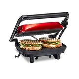 Hamilton Beach Panini Press Sandwich Maker & Electric Indoor Grill with Locking Lid, Opens 180 Degrees for any Thickness for Quesadillas, Burgers & More, Nonstick 8" x 10" Grids, Chrome (25460A)