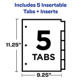 Avery Big Tab Insertable 2 Pocket Dividers for 3 Ring Binders, 5-Tab Set, Bright Two-Tone Multicolor, 1 Set (11988)