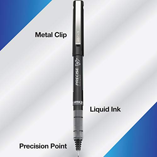 Pilot, Precise V5, Capped Liquid Ink Rolling Ball Pens, Extra Fine Point 0.5 Mm, Black, Pack Of 4