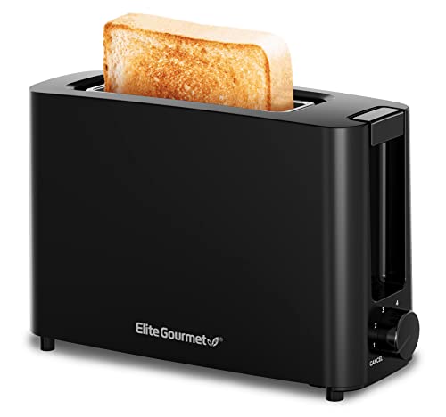 Elite Gourmet ECT118B Cool Touch Single Slice Toaster, 6 Toasting Levels & Wide Slot for Bagels, Waffles, Specialty Breads, Pastry, Snacks, Black