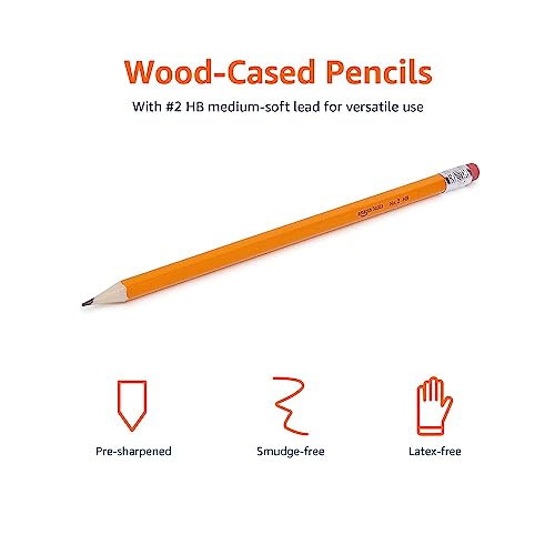 Amazon Basics Woodcased #2 Pencils, Pre-sharpened, HB Lead Bulk Box, 150 Count, Yellow