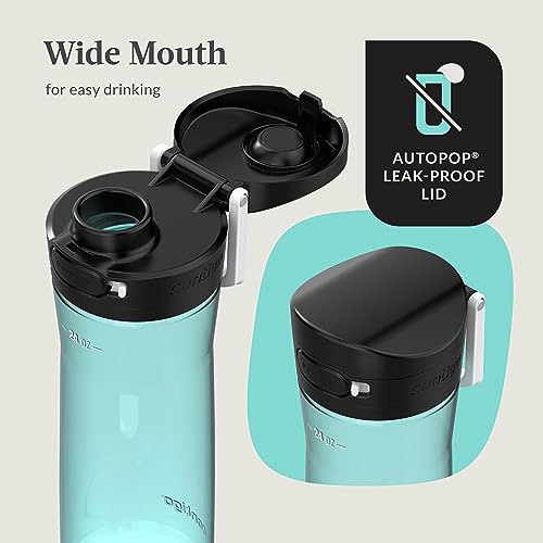 Contigo Jackson 2.0 BPA-Free Plastic Water Bottle with Leak-Proof Lid, Chug Mouth Design with Interchangeable Lid and Handle, Dishwasher Safe, 24oz 2-Pack, Jade Vine & Pineapple