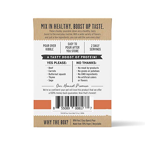 The Honest Kitchen Bone Broth POUR OVERS Wet Toppers for Dogs (12 Pack), 5.5 oz - Beef Stew