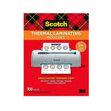 Scotch Thermal Laminating Pouches, 100 Count, Clear, 5 mil., Laminate Business Cards, Banners and Essays, Ideal Office or School Supplies, Fits Letter Sized (8.9 in. × 11.4 in.) Paper