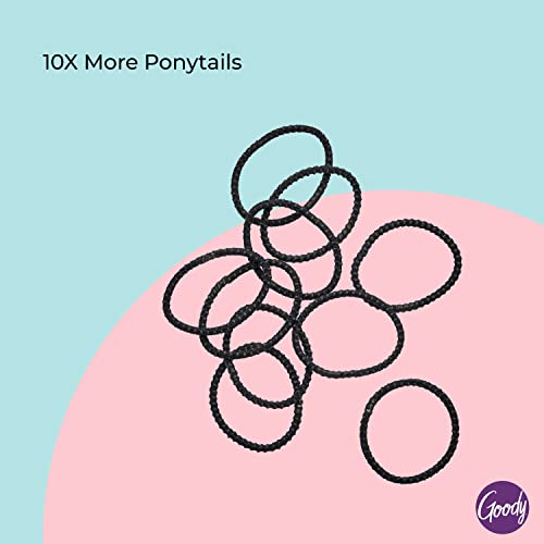 Goody Nonslip Womens Elastic Hair Tie - 10 Count, Black - 4MM for Medium Hair- Ouchless Hair Accessories for Women Perfect for Long Lasting Braids, Ponytails and More - Pain-Free