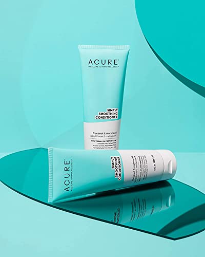 Acure Simply Smoothing Conditioner - & Marula Oil | 100% Vegan | Performance Driven Hair Care | Smooths & Reduces Frizz | White/Blue, Coconut Water, 8 Fl.Oz