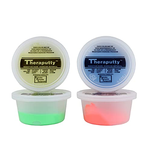 CanDo TheraPutty 4 Piece Set - X-Soft, Soft, Medium, and Firm, 2oz Each, Standard Hand Exercise Putty for Rehabilitation, Exercises, Hand Therapy and Strengthening, Stress Relief