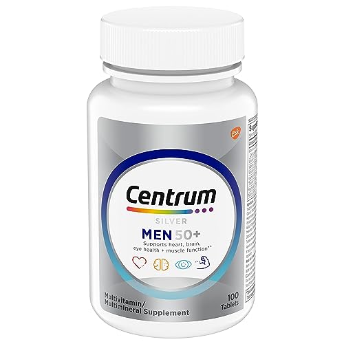 Centrum Silver Multivitamin for Men 50 Plus, Multimineral Supplement, Vitamin D3, B-Vitamins and Zinc, Gluten Free, Non-GMO Ingredients, Supports Memory and Cognition in Older Adults - 100 Ct