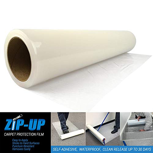 ZIP-UP Products Carpet Protection Film - 24 x 50 Floor and Surface Shield with Self Adhesive Backing & Easy Installation - CPF2450