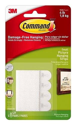 Command Small Picture Hanging Strips, Damage Free Hanging Picture Hangers, No Tools Wall Hanging Strips for Living Spaces, 36 White Adhesive Strip Pairs (72 Command Strips)