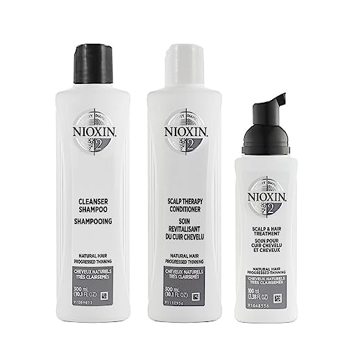 Nioxin System Kit 1, Hair Strengthening & Thickening Treatment, Treats & Hydrates Sensitive or Dry Scalp, Reduces Hair Breakage, For Natural Hair with Light Thinning, Full Size (3 Month Supply)