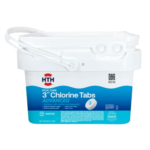 HTH 42052W Swimming Pool Care 3 Chlorine Tabs Advanced, Individually Wrapped Tablets, 5lb