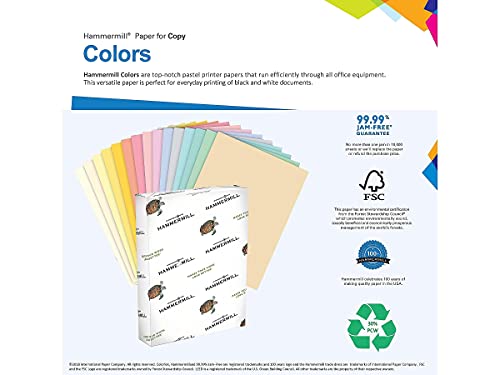 Hammermill Colored Paper, 20 lb Canary Printer Paper, 8.5 x 11-1 Ream (500 Sheets) - Made in the USA, Pastel Paper, 103341R, 1 Ream | 500 Sheets, Letter (8.5x11)