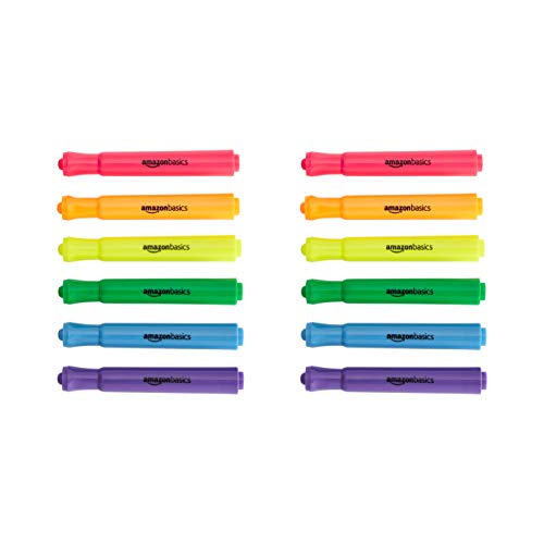 Amazon Basics Tank Style Highlighters - Chisel Tip, Assorted Colors, 12-Pack