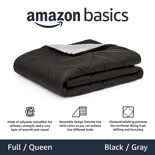 Amazon Basics Reversible Lightweight Microfiber Comforter Blanket, Twin/Twin XL, Navy/Sky Blue