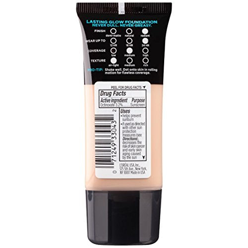 L’Oréal Paris Makeup Infallible Up to 24HR Pro-Glow Foundation, 202 Creamy Natural, 1 fl; oz.