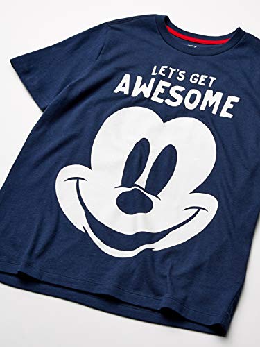 Amazon Essentials Disney | Marvel | Star Wars Men's Short-Sleeve T-Shirts (Previously Spotted Zebra), Pack of 4, Grey/Navy/Blue/Mickey Awesome, Medium