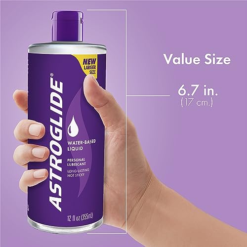 Astroglide Liquid Personal Lubricant (12oz), Water-Based Lube, Dr. Recommended Brand, Long Lasting Pleasure, for Men, Women, and Couples, Condom Compatible, Manufactured in USA, Value Size