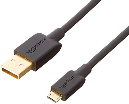 Amazon Basics 5-Pack USB-A to Micro USB Fast Charging Cable, 480Mbps Transfer Speed with Gold-Plated Plugs, USB 2.0, 3 Foot, Black