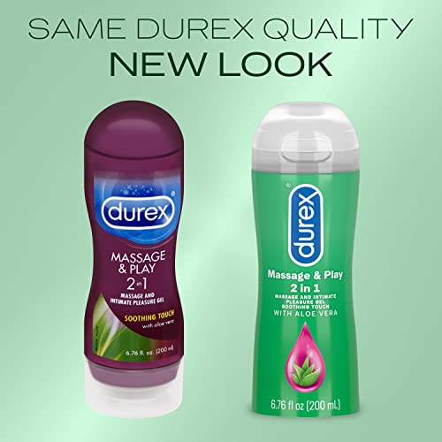 Durex Massage & Play 2 in 1 Lubricant, 6.76 fl. oz. Soothing Touch with Aloe Vera. Lube & Massage Gel in 1 (Packaging May Vary)