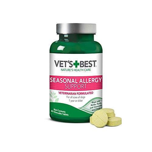 Vets Best Vet’s Best Seasonal Allergy Relief | Dog Allergy Supplement | Relief from Dry or Itchy Skin | 60 Chewable Tablets