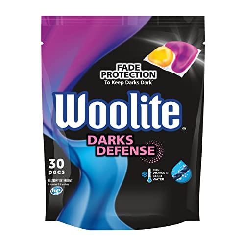 Woolite Darks Pacs, Laundry Detergent Pacs, 30 Count, for Standard and HE Washers, detergent for black clothes, black dark detergent