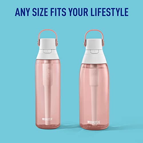 Brita Insulated Filtered Water Bottle with Straw, Reusable, BPA Free Plastic, Blush, 26 Ounce