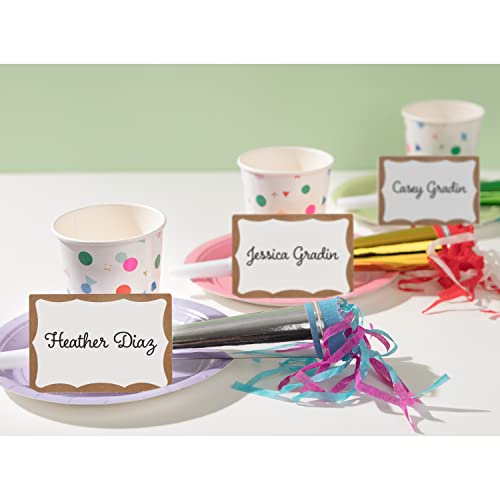 Avery Personalized Name Tags, Print or Write, Gold Border, 2-11/32 x 3-3/8, 100 Adhesive Tags (5146)