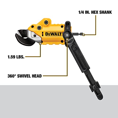 DEWALT Metal Cutter Drill Attachment, Sheet Metal Cutter, 360 Degree Pivoting Head, Cuts 18GA Material (DWASHRIR)