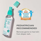 Munchkin® HYP03™ No Rub Daily Diaper Rash Spray with Hypochlorous, Award Winning, Removes Rash Causing Germs, Easy Application vs. Messy Creams, 100% Natural, 600 Sprays