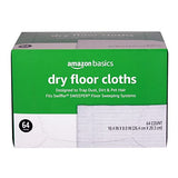 Amazon Basics Dry Floor Cleaning Cloths to Trap Dust, Dirt, Pet Hair, 64 Count (Previously Solimo), White, 10.4 x 8