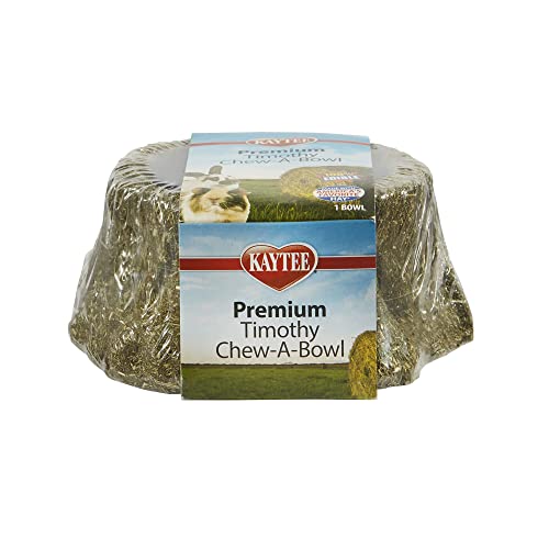 Kaytee Premium Timothy Hay Chew-A-Bowl for Rabbits, Guinea Pigs, and Chinchillas
