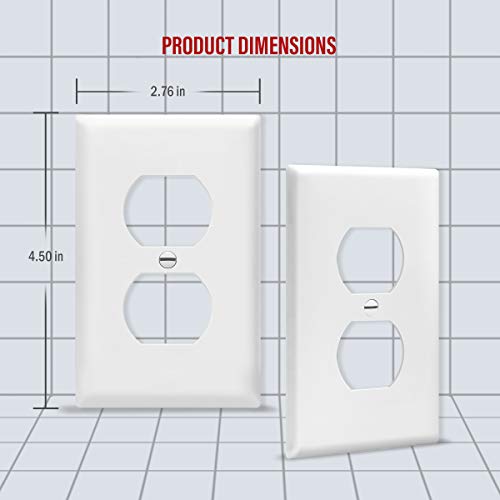 ENERLITES Duplex Wall Plates Kit, Electrical Outlet Covers, Standard Size 1-Gang 4.50 x 2.76, Unbreakable Polycarbonate Thermoplastic, Electric Receptacle Plug Covers, 8821-W-10PCS, White, 10 Pack