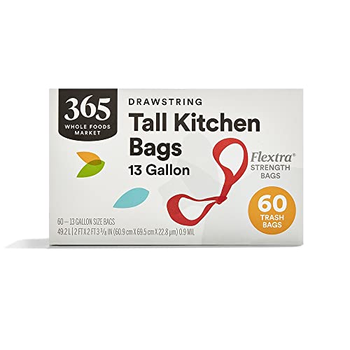 365 by Whole Foods Market, Bag Kitchen Tall Drawsting Flextra, 13 Gallon