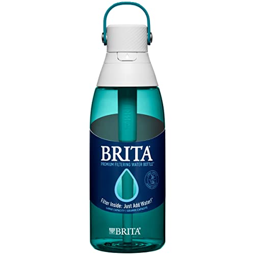Brita Insulated Filtered Water Bottle with Straw, Reusable, BPA Free Plastic, Sea Glass, 36 Ounce
