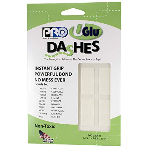 PRO Tapes & Specialties 306UGLU600 UGlu Dash Sheets, 1/2 in. x 5/8 in. dashes / 160 dashes per Pack, Clear
