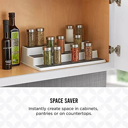 Copco Non-Skid 3-Tier Spice Pantry Kitchen Cabinet Organizer, 10-Inch, White/Gray