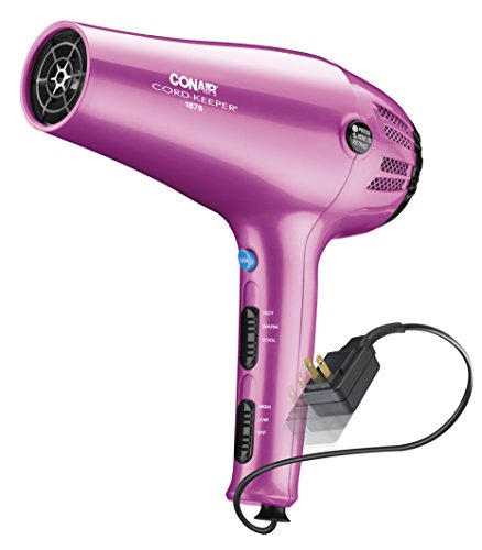 Conair Hair Dryer with Retractable Cord, 1875W Cord-Keeper Blow Dryer