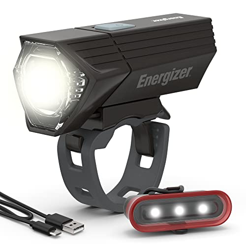 Energizer X400 Rechargeable Bike Light, IPX4 Water Resistant, Compact and Lightweight Design, Front Clip Light and Rear LED Light for Visibility